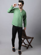 Even Apparels Green Pure Cotton Round Neck Slit Men's Kurta - Distacart