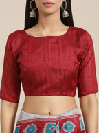 Saree Mall Maroon & Blue Printed Bhagalpuri Saree - Distacart