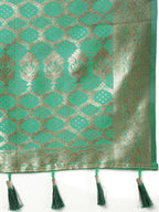Lorenvalley Fashion Blue & Green Patola Silk Woven Design Meenakari Weaving Saree