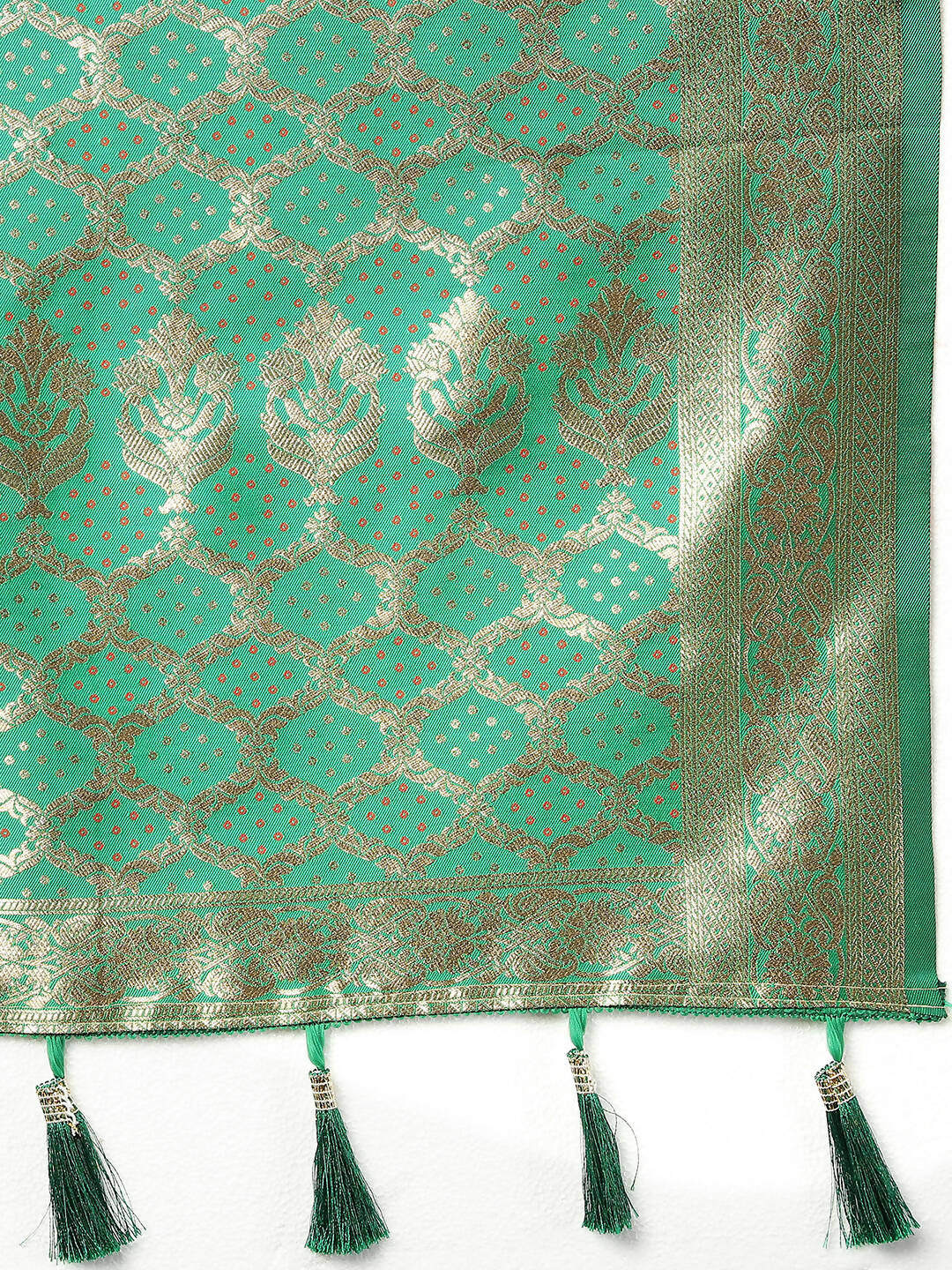 Lorenvalley Fashion Blue & Green Patola Silk Woven Design Meenakari Weaving Saree