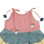 Mhyssa Sleeveless Flared Frock With Tie Ups - Pink