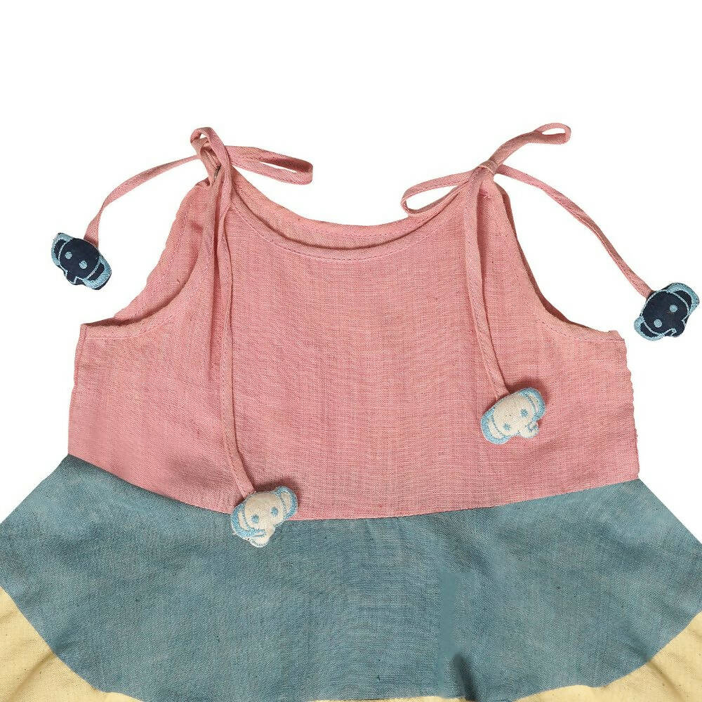 Mhyssa Sleeveless Flared Frock With Tie Ups - Pink