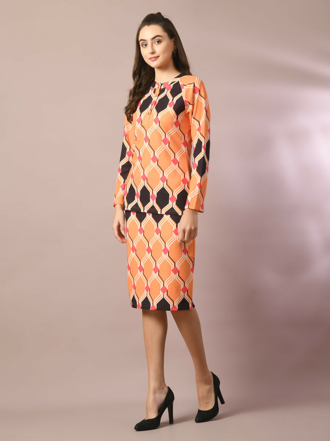 Myshka Women's Multi Printed Knee Length Party Embellished Skirts