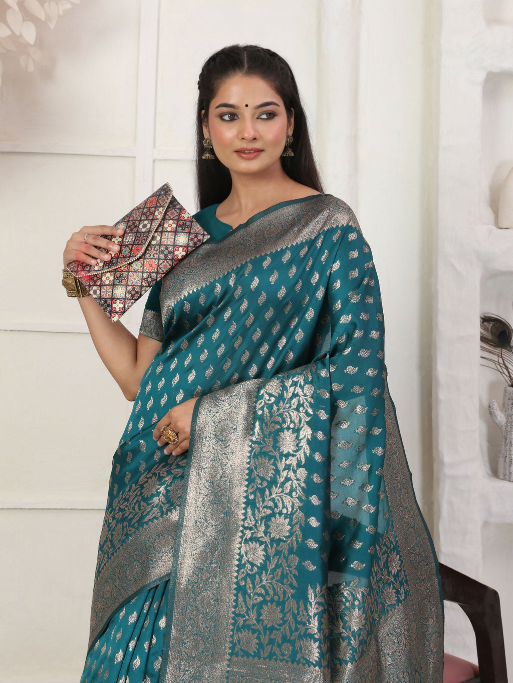 Shree Shyam Fashion Lichi Silk Rama Saree - Distacart