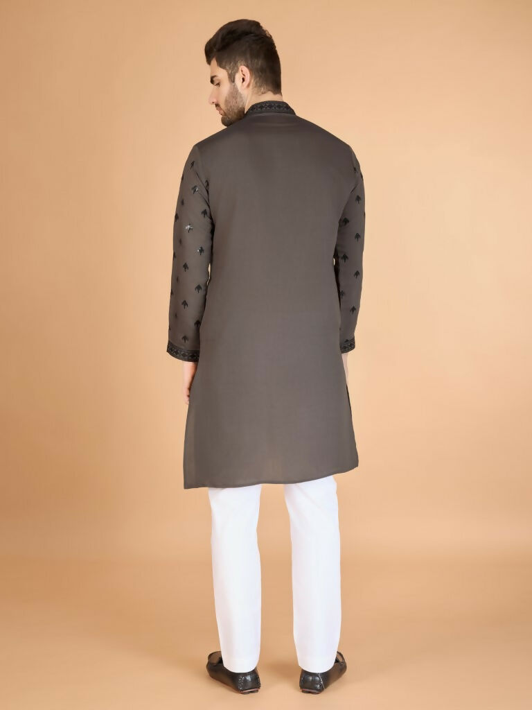 Vastranavya Brown Exclusive Festival Wear Viscose Silk Thread with Sequence Embroidered Work Kurta with Dupatta