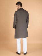Vastranavya Brown Exclusive Festival Wear Viscose Silk Thread with Sequence Embroidered Work Kurta with Dupatta