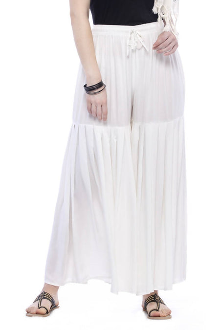Mominos Fashion Reyon Cotton Off White Palazzo