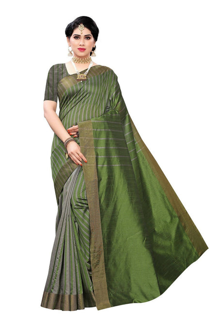 Vamika Paithani Green Cotton Silk Weaving Saree (Paithani Green)