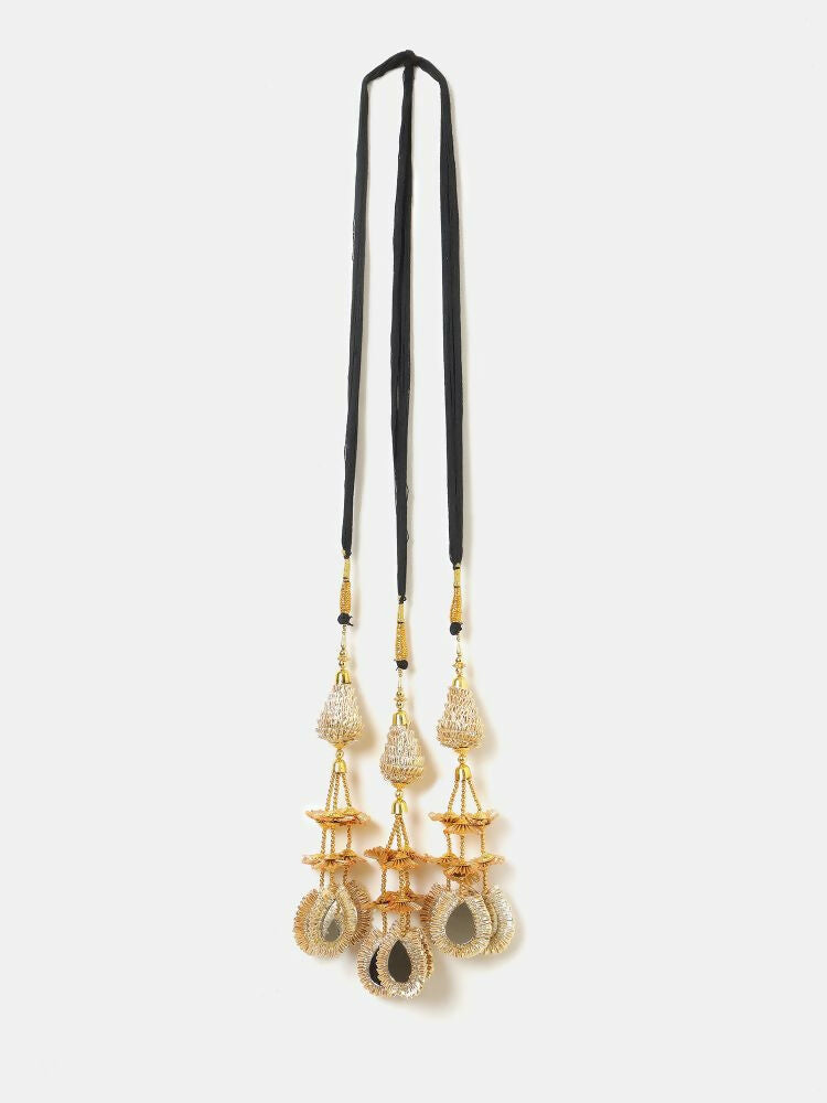 Ruby Raang Gold Gota Pati Work And Black Thread And Mirrors With Gold Stones - Distacart