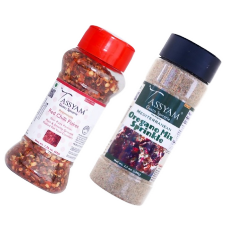 Tassyam Organics Chili Flakes and Oregano