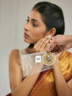 Nuyug 22K Gold-Plated Kundan Studded & Pearl Beaded Floral Chandbali Earrings - Distacart