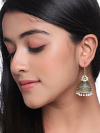 NVR Women Gold Toned Contemporary Jhumkas Earrings - Distacart