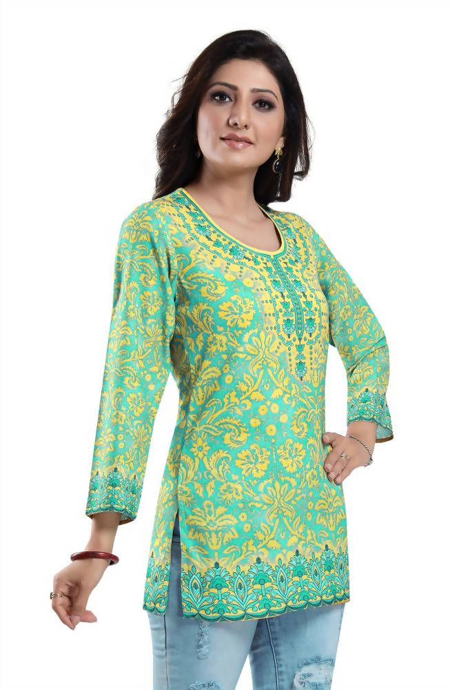 Snehal Creations Fabulous Lime Green Summer Cool Printed Tunic