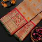 DEIANA'S Beautiful Designer Golden zari Soft Lichi Silk Saree - Orange