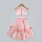 Pink Cow Fashions Old Rose Ghagra Choli With Embellishment On Upper Chest