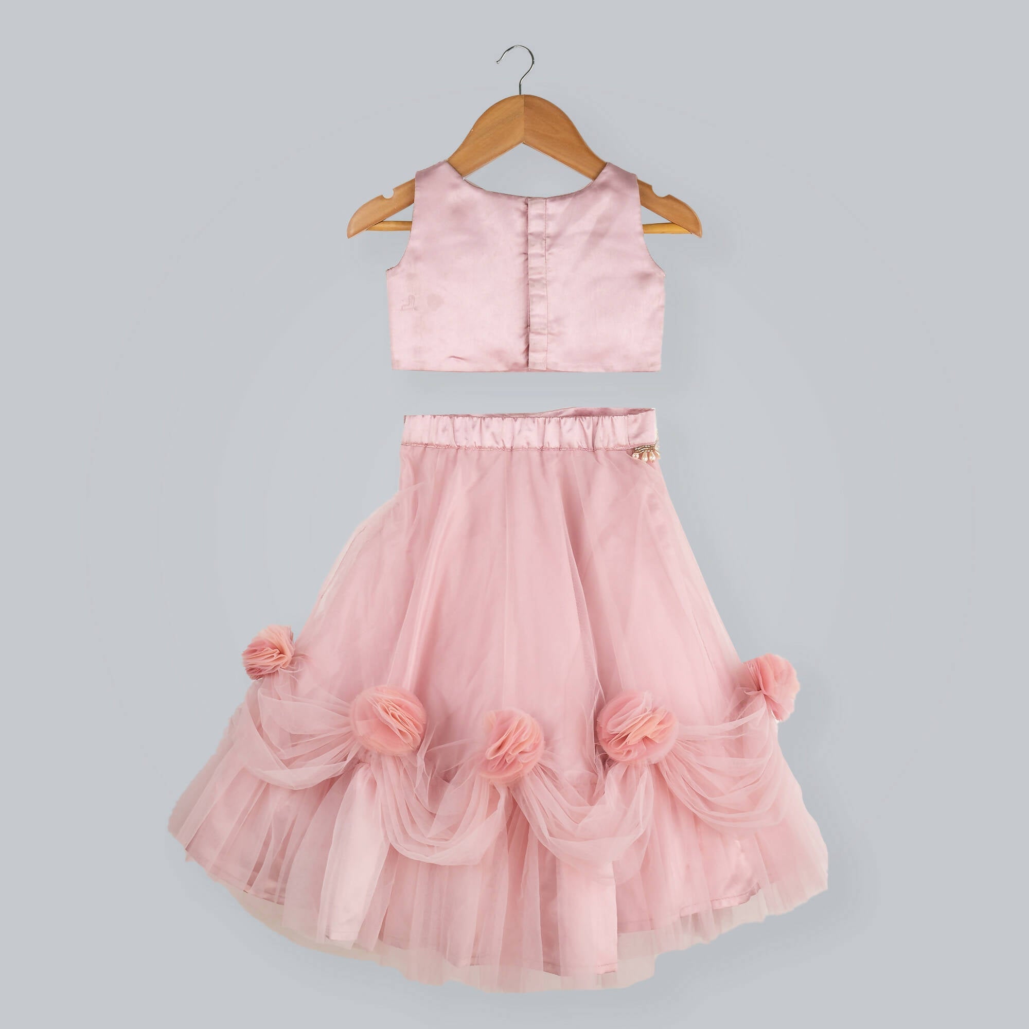 Pink Cow Fashions Old Rose Ghagra Choli With Embellishment On Upper Chest
