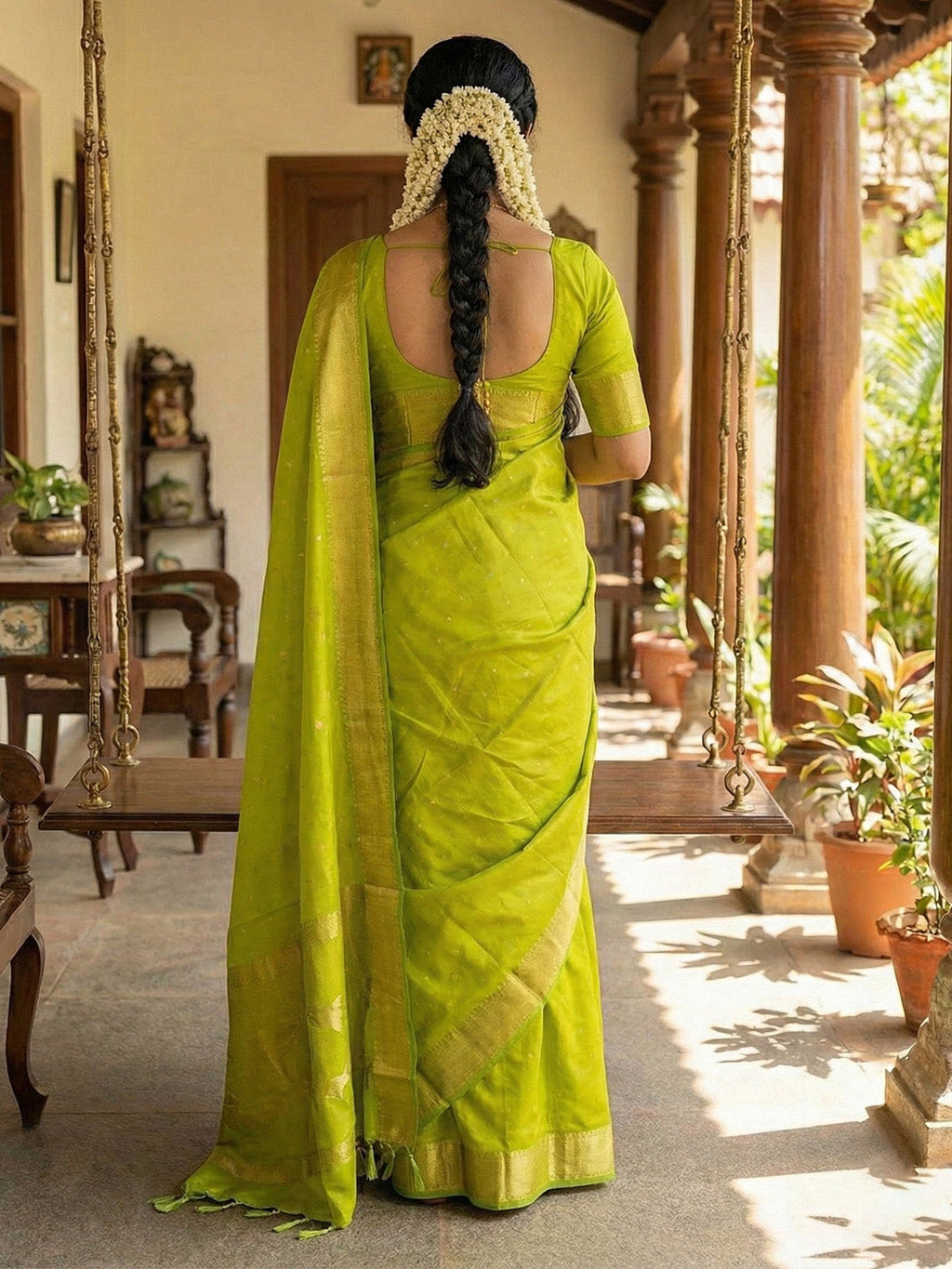 Anaita Olive Silk Saree With Blouse Piece - Distacart