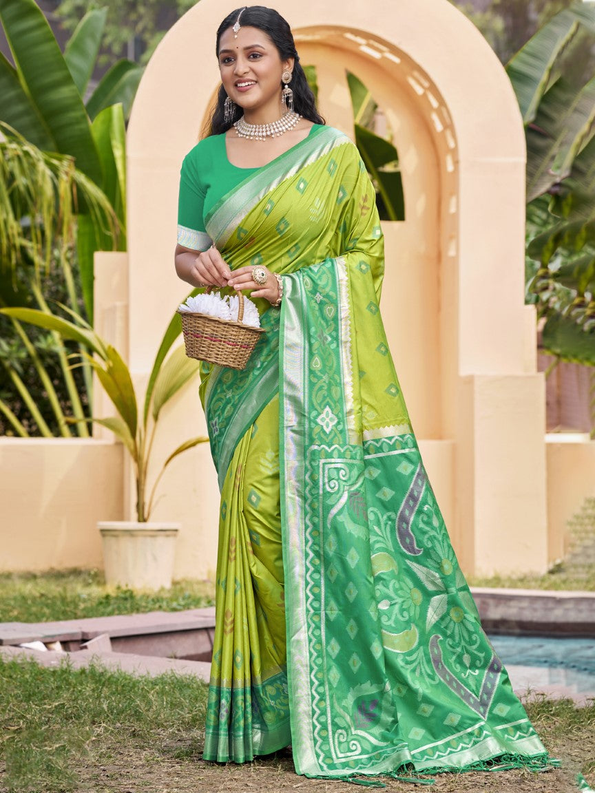 Anaita Green Silk Saree With Blouse Piece - Distacart