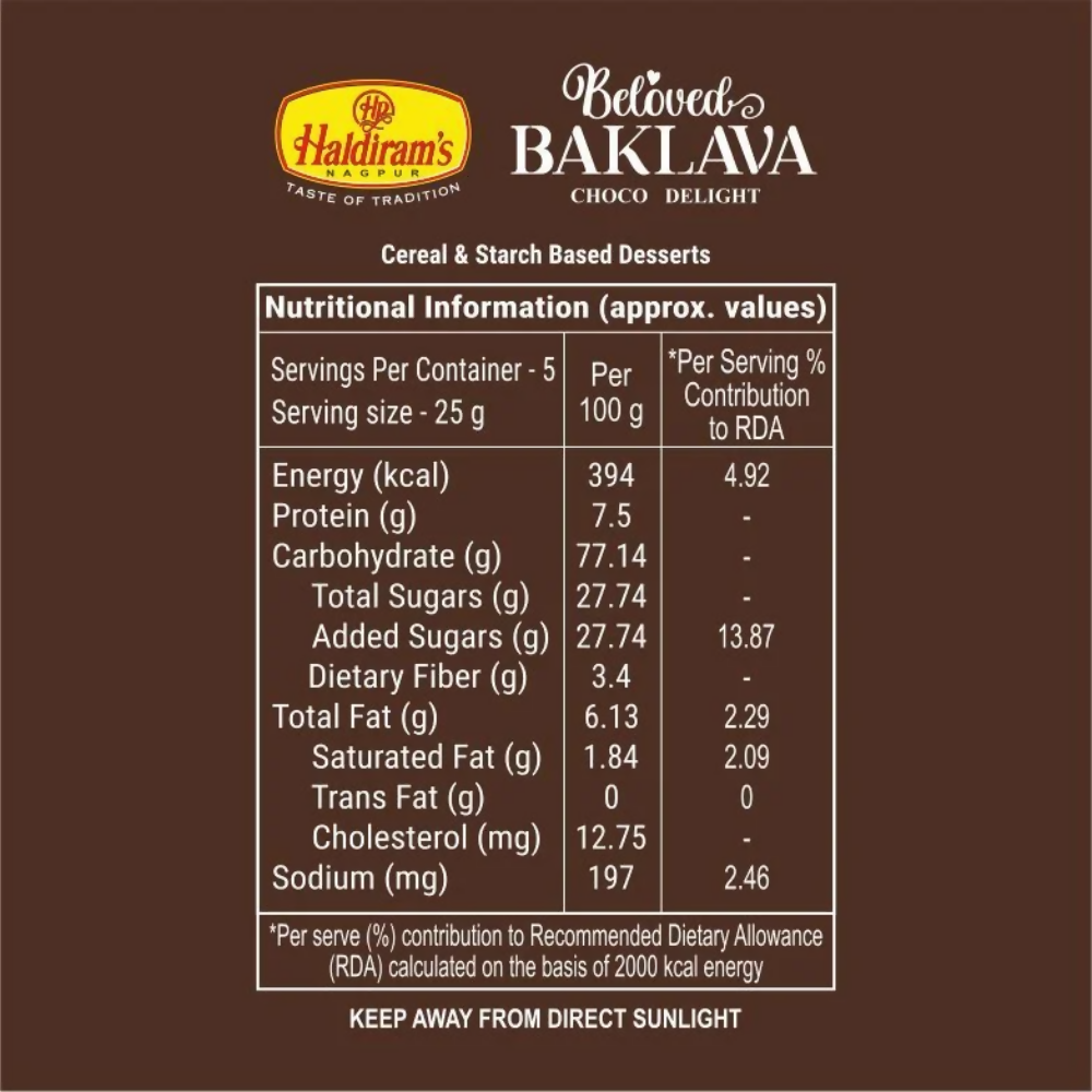 Haldiram's Baklava - Choco Delight - Distacart