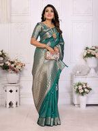Aastha Fashion Light Green Soft Organza Silk Weaving Saree - Distacart