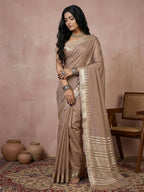 Shree Shyam Fashion Beige Cotton Saree - Distacart