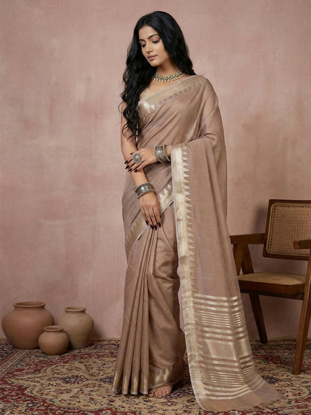 Shree Shyam Fashion Beige Cotton Saree