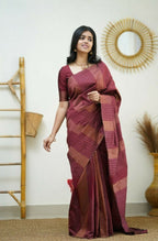 Partywear Designer Maroon Banarasi Silk Fancy Saree - Starwalk