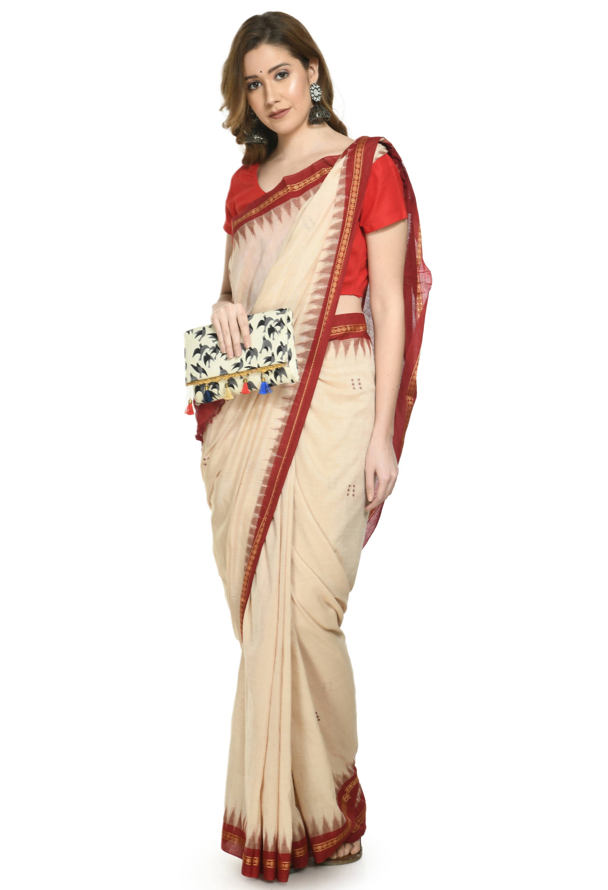 Vamika Sambalpuri Ikat Cotton Special Buti Tasrite & Maroon Saree