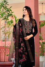 Hand Embroidered Kurta With Pant & Dupatta Premium Luxury, Multicolor - Hiral Fashion - Distacart