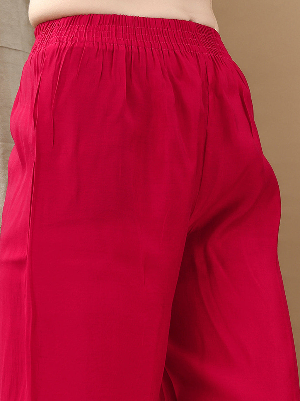 Hand Embroidered & Lace Detailed Kurta With Pant & Dupatta, Pink - Hiral Fashion - Distacart