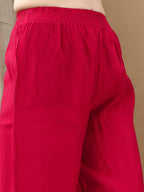 Hand Embroidered & Lace Detailed Kurta With Pant & Dupatta, Pink - Hiral Fashion - Distacart