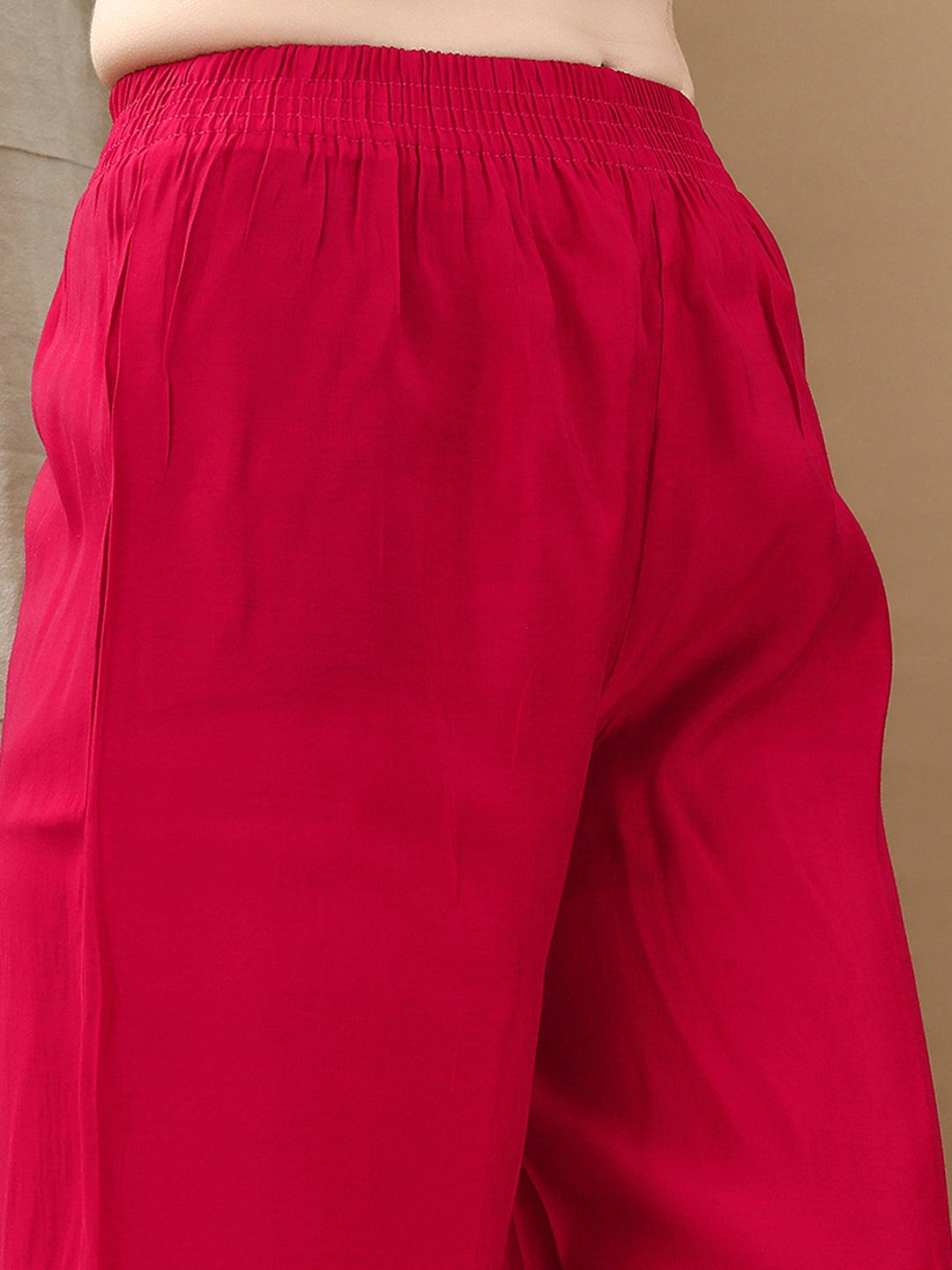 Hand Embroidered & Lace Detailed Kurta With Pant & Dupatta, Pink - Hiral Fashion - Distacart
