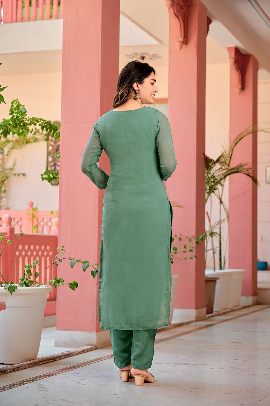 Hand Embroidered & Lace Detailed Kurta With Pant & Dupatta Premium Luxury, Multicolor - Hiral Fashion - Distacart