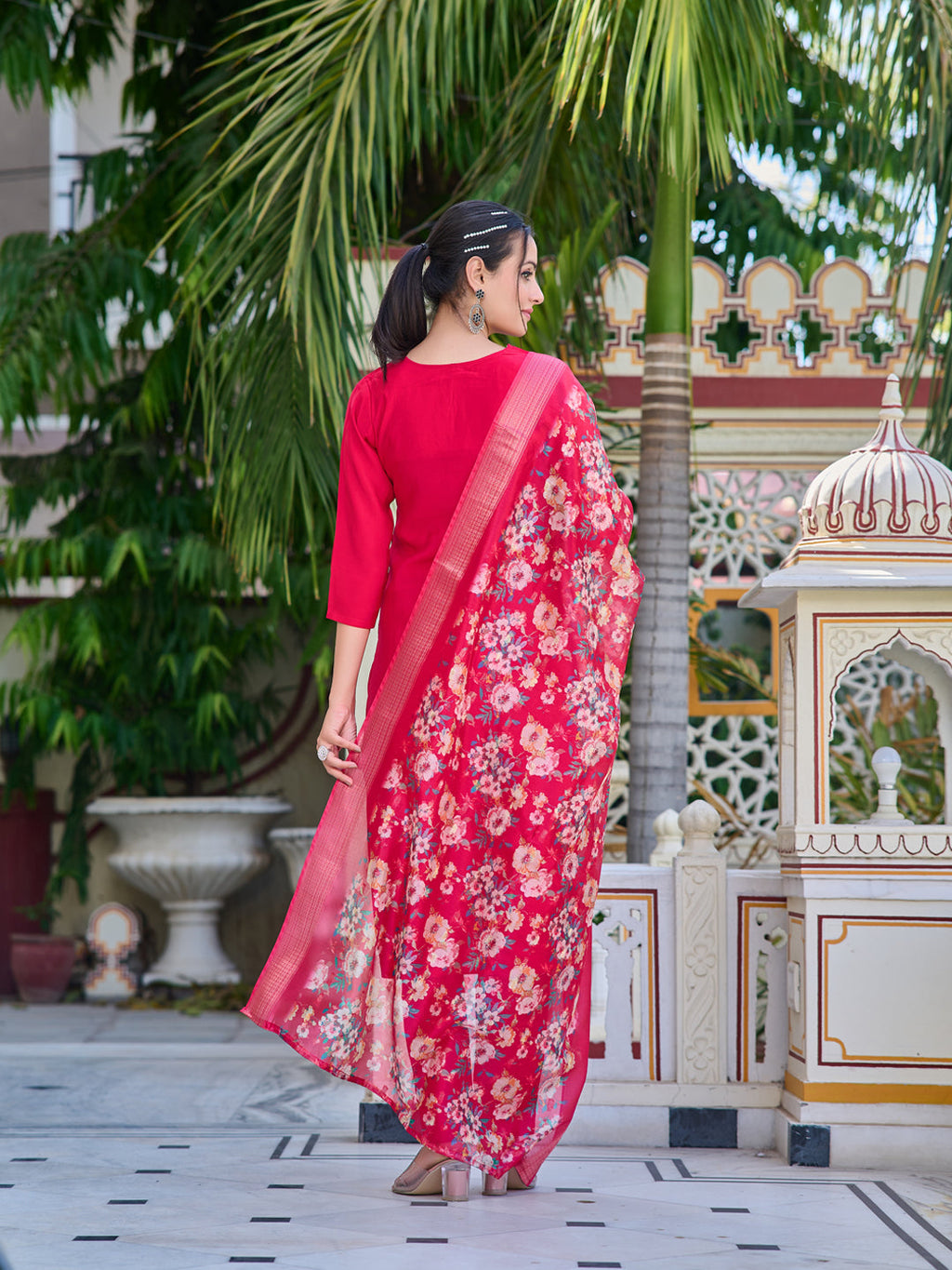 Hand Embroidered Kurta With Pant & Printed Dupatta Luxury Premium, Multicolor - Hiral Fashion
