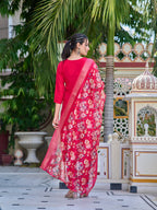 Hand Embroidered Kurta With Pant & Printed Dupatta Luxury Premium, Multicolor - Hiral Fashion