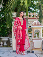 Hand Embroidered Kurta With Pant & Printed Dupatta Luxury Premium, Multicolor - Hiral Fashion