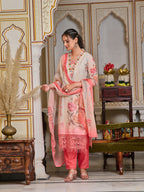 Schiffli Embroidered Kurta With Pant & Printed Dupatta Premium Luxury, Multicolor - Hiral Fashion - Distacart