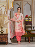 Schiffli Embroidered Kurta With Pant & Printed Dupatta Premium Luxury, Multicolor - Hiral Fashion - Distacart