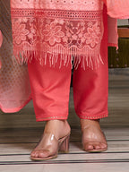 Schiffli Embroidered Kurta With Pant & Printed Dupatta Premium Luxury, Multicolor - Hiral Fashion - Distacart