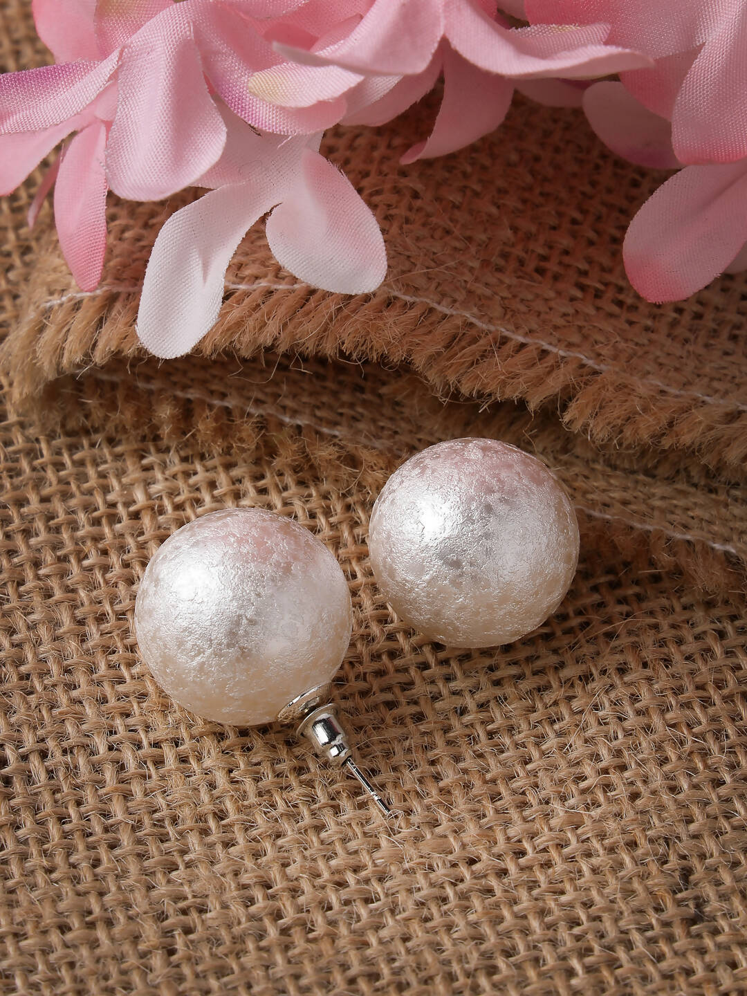 NVR Women's White Color Moon Stud Earrings - Distacart