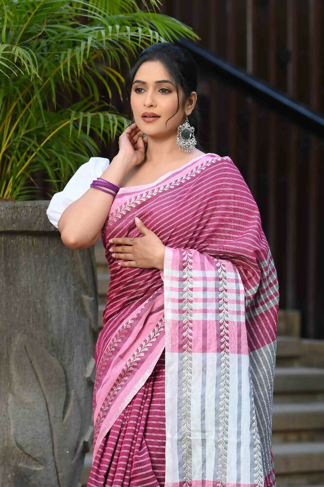 Beatitude Multicolor Cotton Tanchori Handloom Saree