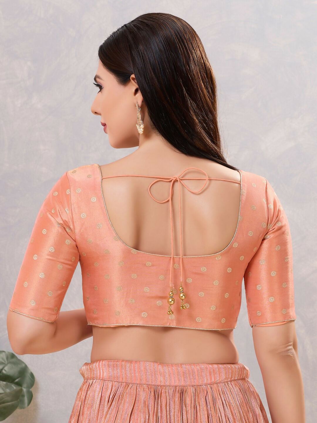 Joban Fashion Women Silk Peach Stitched Blouse