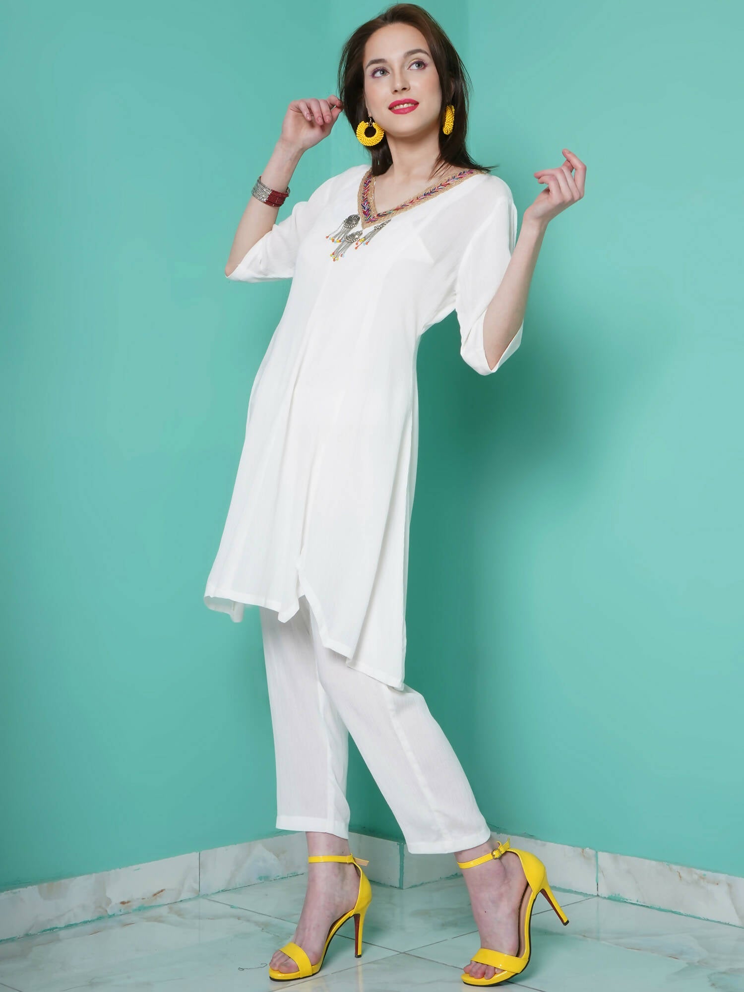 Women Republic White Rayo N Crepe Coord Set - Distacart