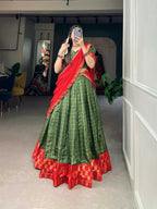 Vastranavya South Indian Style Lehenga Choli - Green