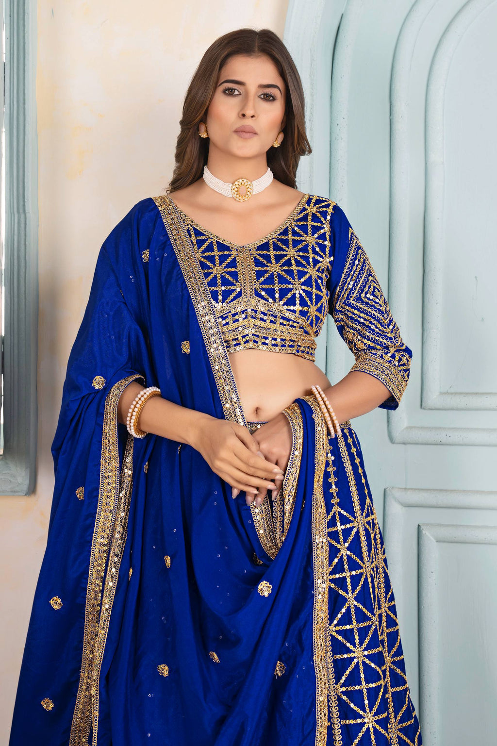 Lehenga Mart Designer Bollywood Style Wedding Wear Lehenga Choli - Blue