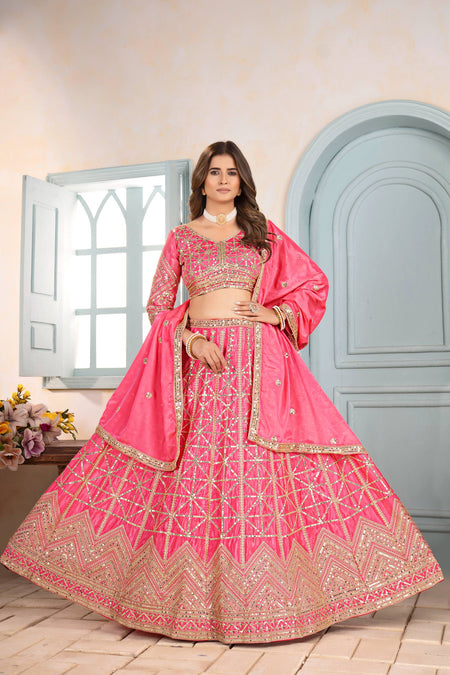 Lehenga Mart Designer Bollywood Style Wedding Wear Lehenga Choli - Pink