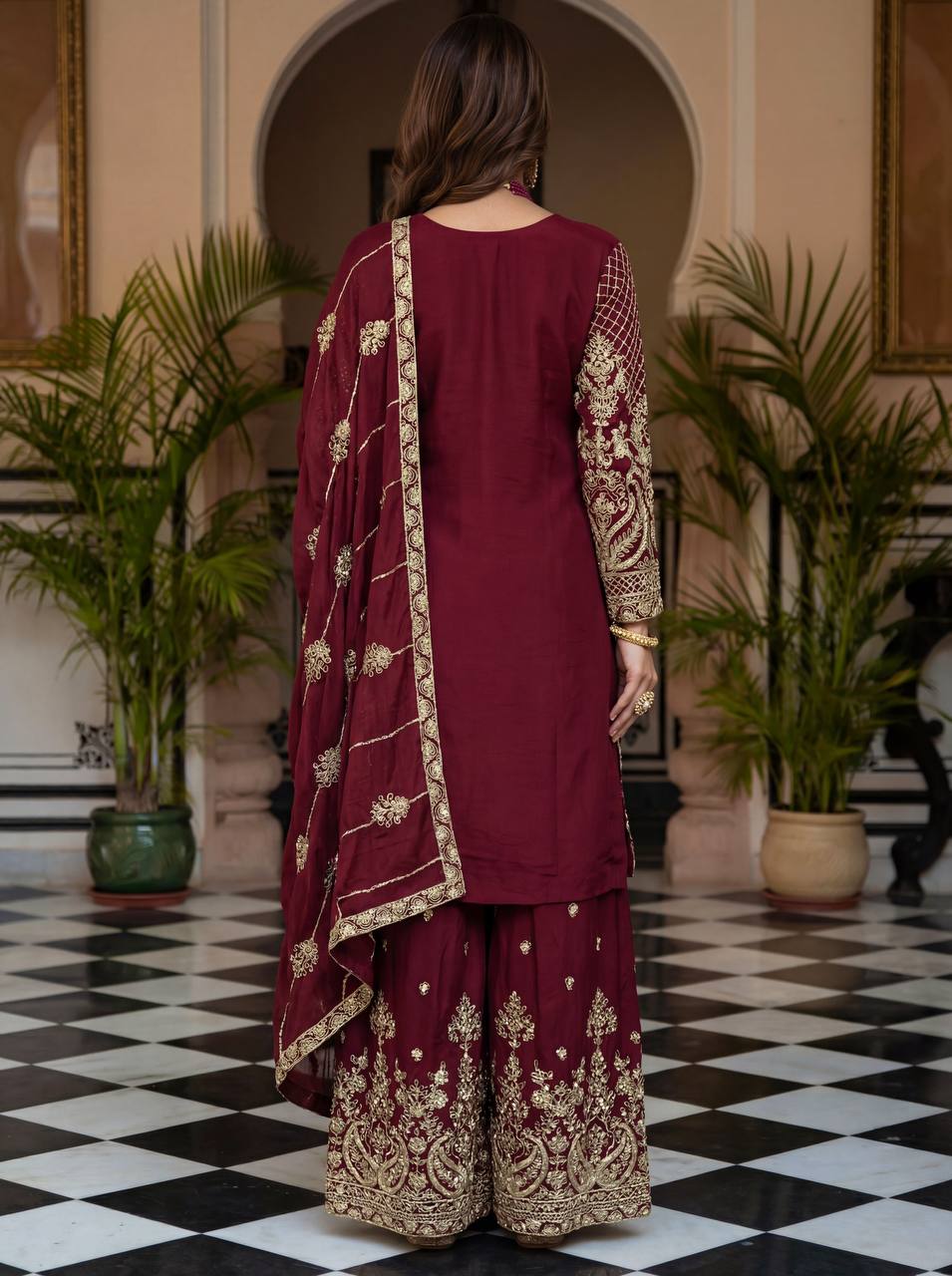 Lehenga Mart Designer Ready To Wear Salwar Suit Dupatta For Women-Maroon - Distacart