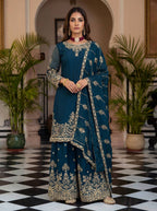 Lehenga Mart Designer Ready To Wear Salwar Suit Dupatta For Women-Teal Blue - Distacart