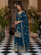 Lehenga Mart Designer Ready To Wear Salwar Suit Dupatta For Women-Teal Blue - Distacart