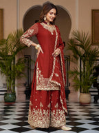 Lehenga Mart Designer Ready To Wear Salwar Suit Dupatta For Women-Red - Distacart